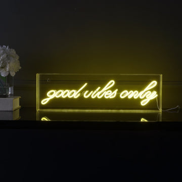 Good Vibes Only Contemporary Glam Acrylic Box USB Operated LED Neon Light - JONATHAN Y